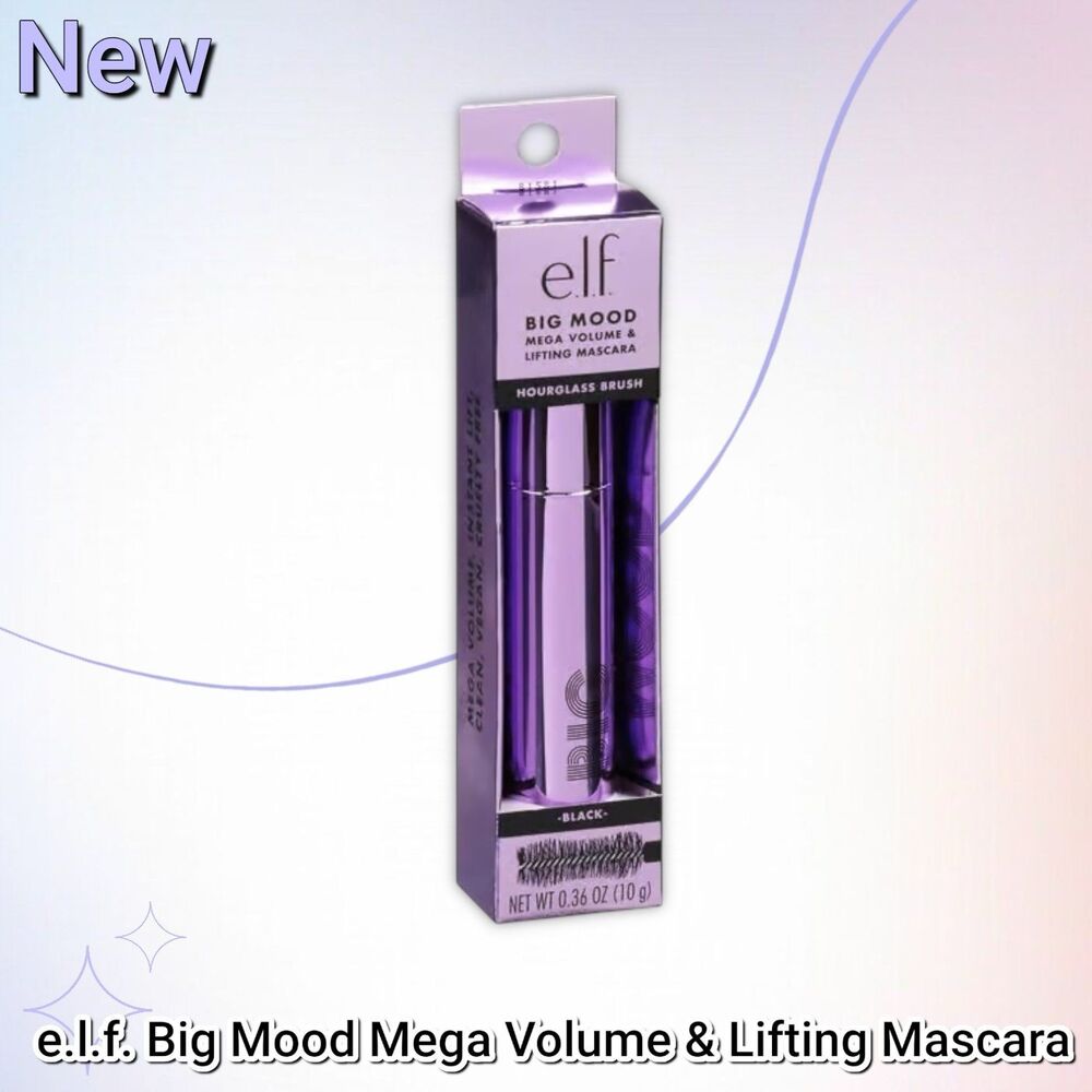NEW NWT – e.l.f. Big Mood Mega Volume & Lifting Mascara – Black – Full Size 0.36